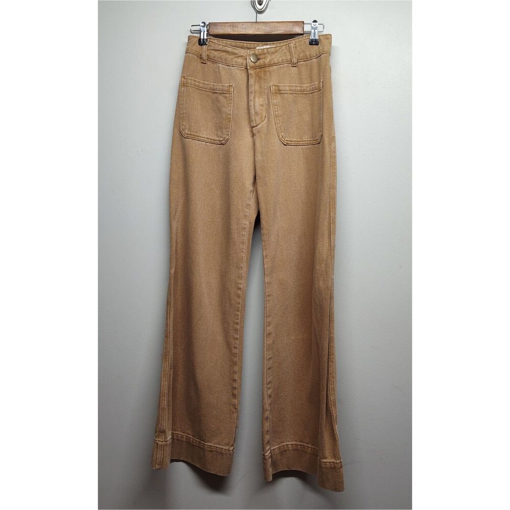 DISSH High-Rise Wide Leg Jeans in Tan Brown